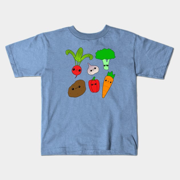 Chibi Veggies Kids T-Shirt by sambeawesome